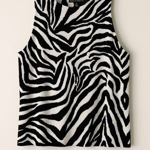 White House Black Market Zebra Print Sleeveless Tank Top – Size L